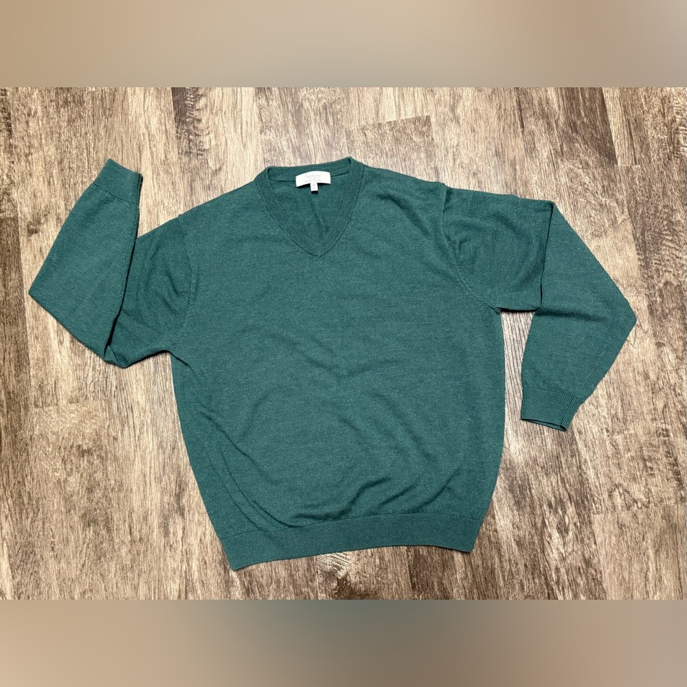 Turnbury MERINO Wool GREEN Sweater V Neck
